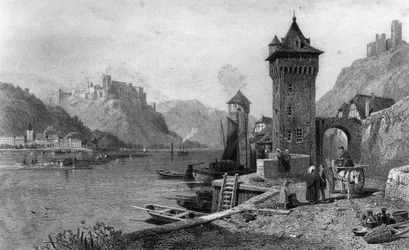 St. Goar, graviert von J. Outhwaite, gedruckt von Cassell und Company